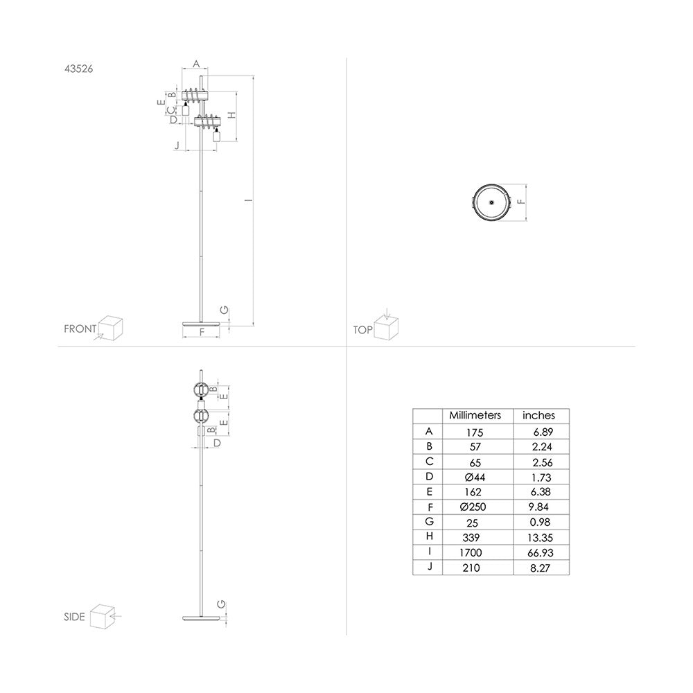Piantana Industrial Townshend 4 2 Luci Acciaio Marrone Invecchiato E Nero