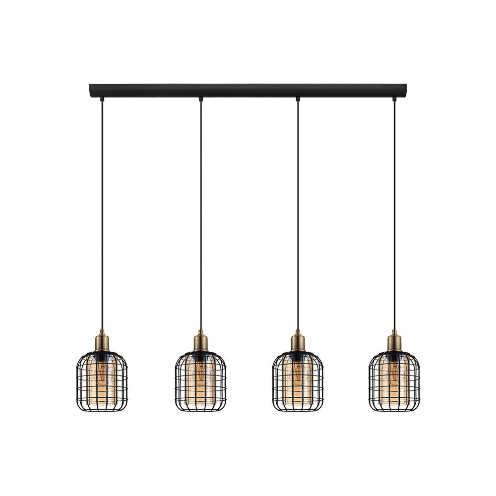 Lampadario Moderno Chisle 4 Luci Acciaio Nero