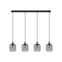 Lampadario Moderno Chisle 4 Luci Acciaio Nero