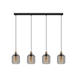 Lampadario Moderno Chisle 4 Luci Acciaio Nero