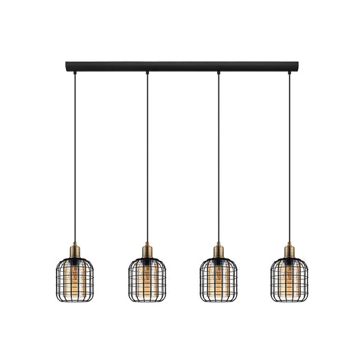 Lampadario Moderno Chisle 4 Luci Acciaio Nero