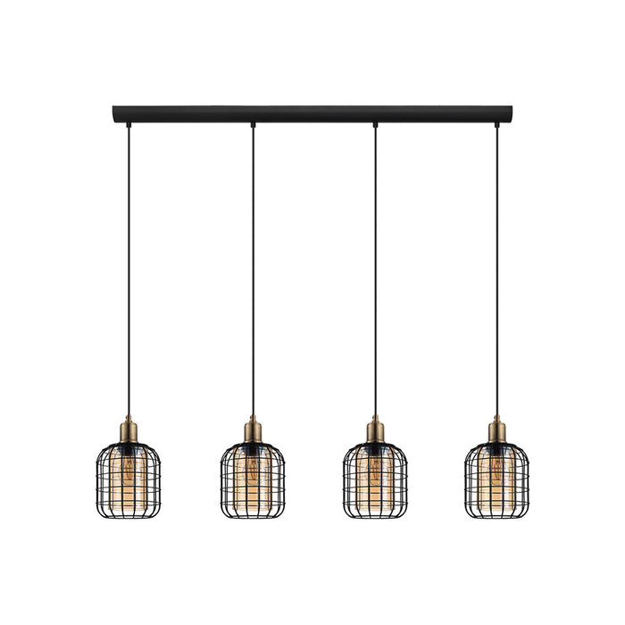 Lampadario Moderno Chisle 4 Luci Acciaio Nero