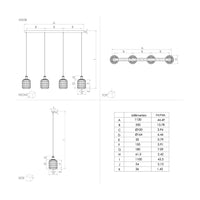 Lampadario Moderno Chisle 4 Luci Acciaio Nero
