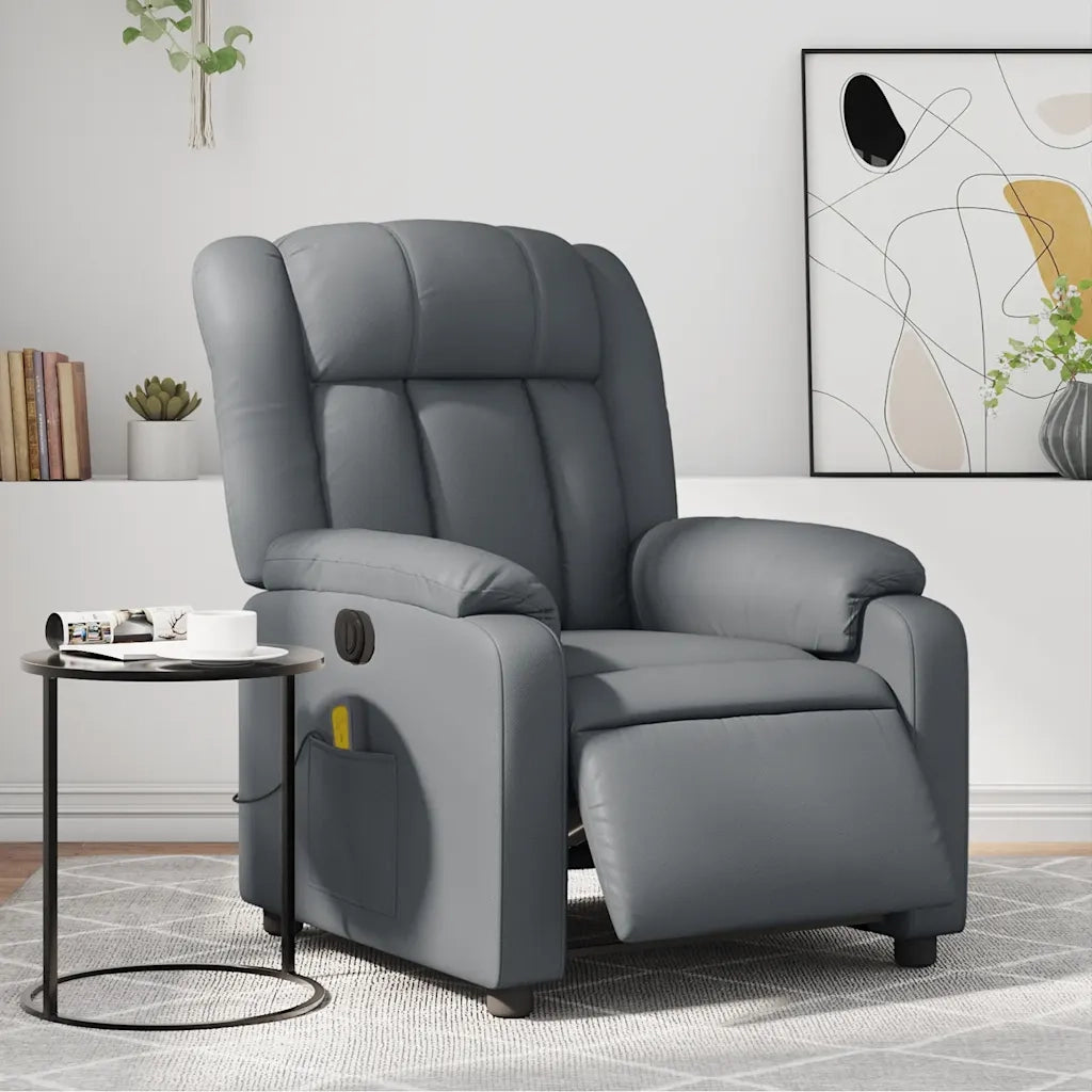 Poltrona Massaggiante Elettrica Reclinabile Grigio Similpelle 3205260