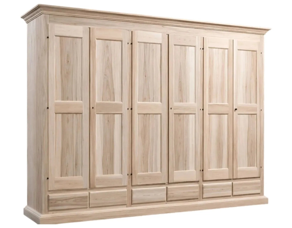 Armadio classico 6 porte 6 cassetti legno grezzo  300x61x240 (685) - Mobili 2G