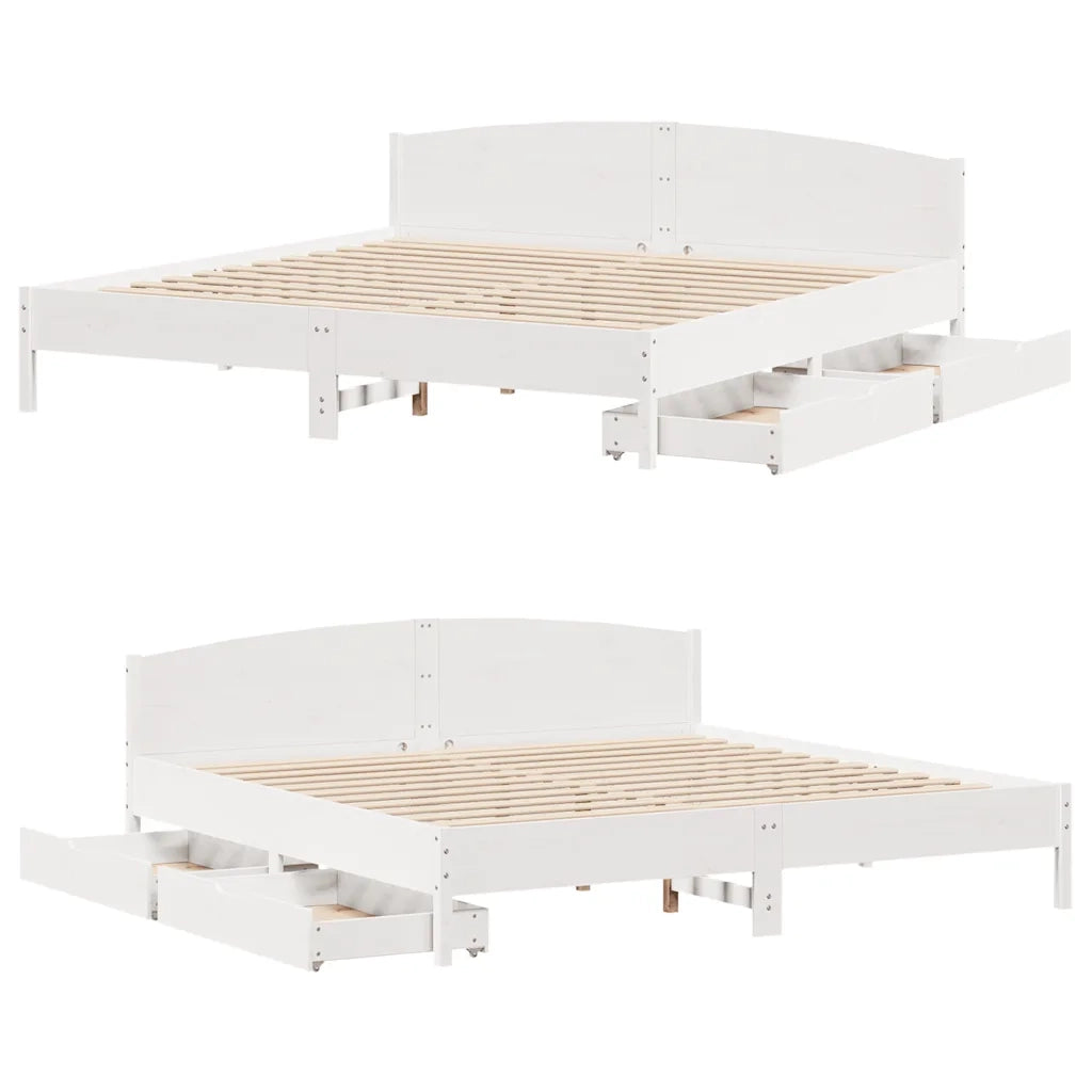 Letto senza Materasso Bianco 180x200 cm Legno Massello di Pino 3301819