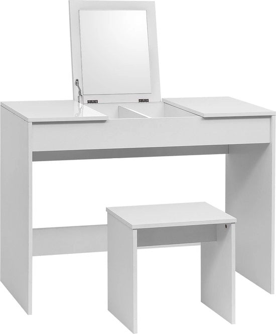 Comodino con specchio - Tavolo da notte - Con specchio - Comodino - Comodino di lusso - Camera da letto - Stile moderno - Bianco