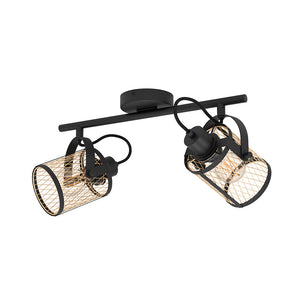 Plafoniera Industrial Dellow 2 Luci Acciaio Nero