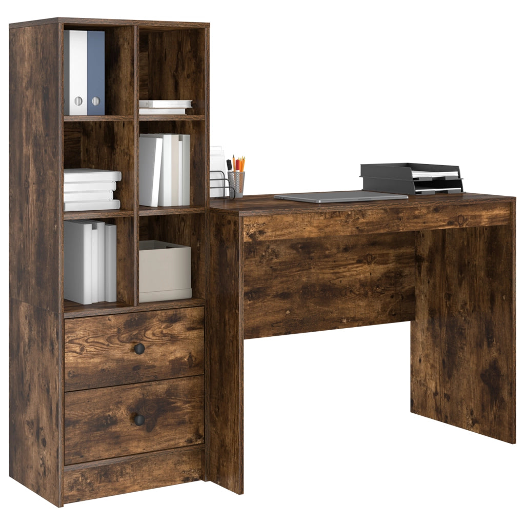 Scrivania con Contenitore Quercia Affumicata Legno Ingegnerizzato