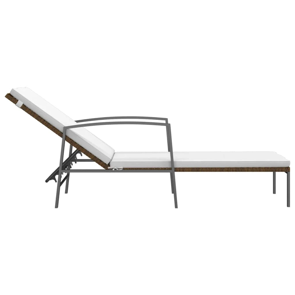 Set di 2 lettini prendisole sedie a sdraio lettini prendisole aiuole da giardino mobili da giardino con tavolo resina intrecciata marrone 02_0012129