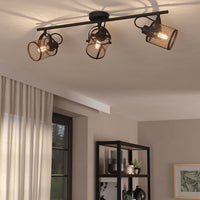 Plafoniera Industrial Dellow 3 Luci Acciaio Nero E