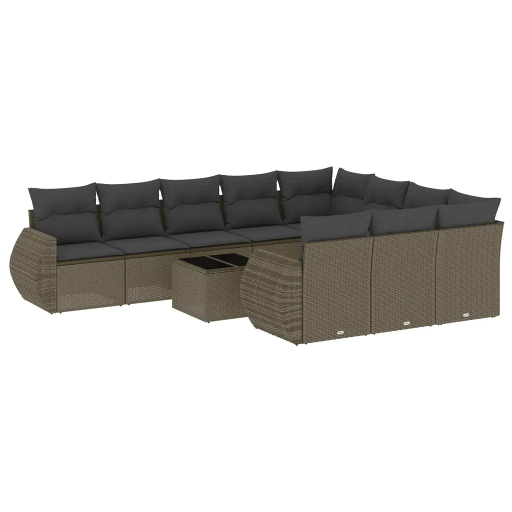 vidaXL Set Divani da Giardino 11 pz con Cuscini in Polyrattan Grigio
