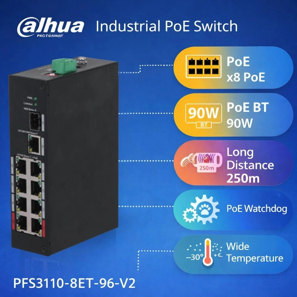 Dahua switch unmanaged desktop 10 porte poe bt 90w