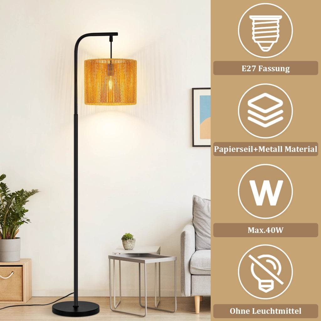 ZMH Lampada da Terra Vintage Nera E27 40W con Interruttore a Pedale Alta 164cm Adatta per Camera da Letto o Ufficio