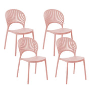 Set di 4 sedie da pranzo in plastica rosa per interni ed esterni da giardino impilabili in stile minimalista
