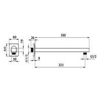 Braccio doccia a parete rettangolare 35 cm