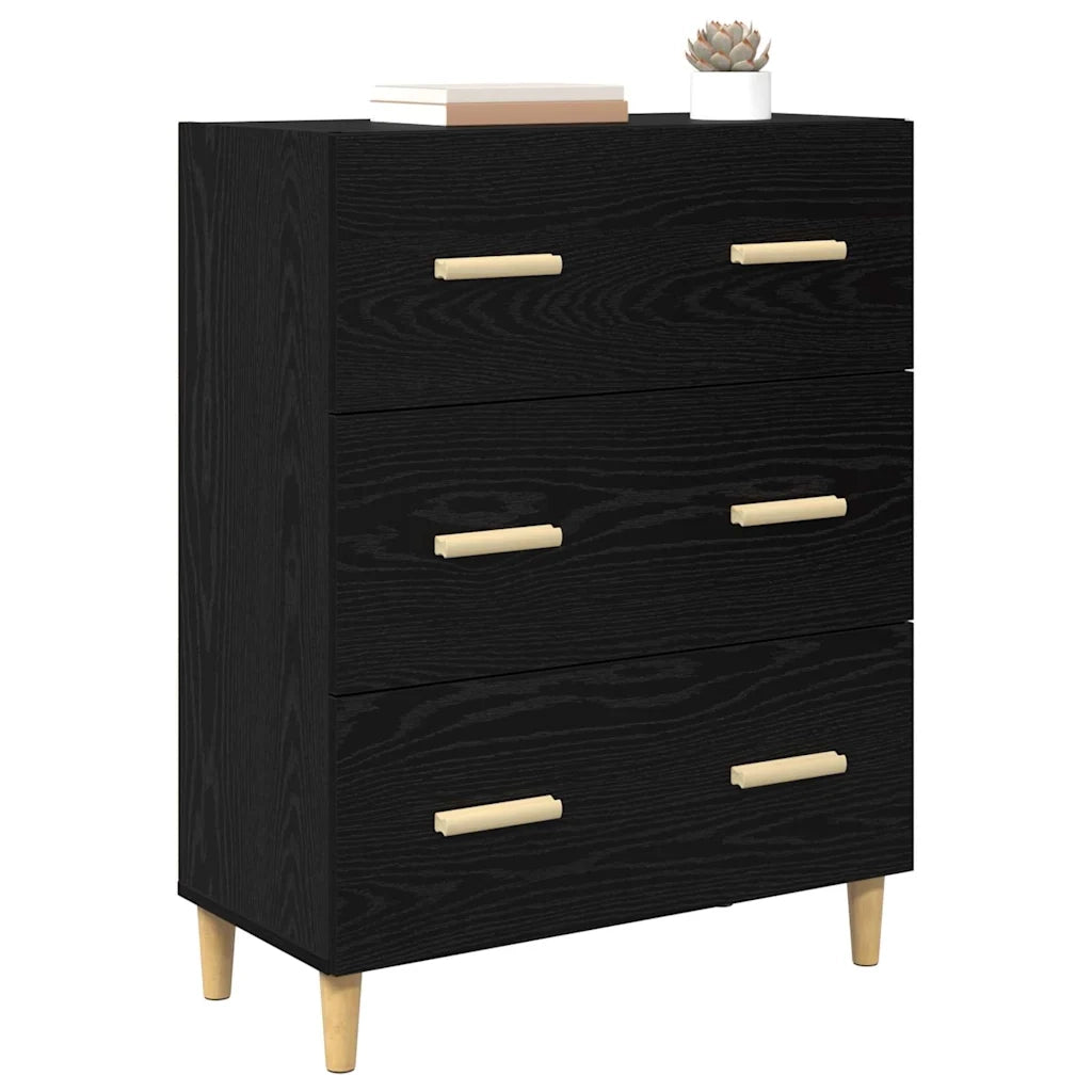Credenza-Buffet-Armadio da cucina Rovere Nero 69,5 x 34 x 90 cm Legno multistrato 839487