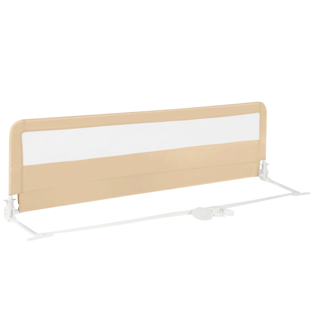 Barriera letto per bambini di 180 cm con rete traspirante, Sponda di sicurezza pieghevole con barra metallica Beige-Barriere letto