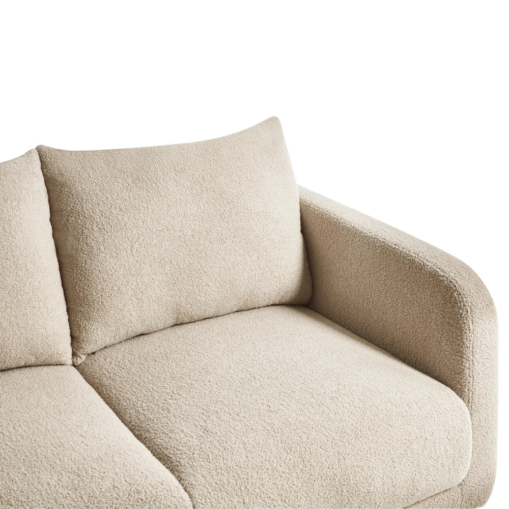 Divano a 2 posti Rivestimento in beige Gambe in legno con braccioli Angolo lettura soggiorno Stile scandinavo moderno