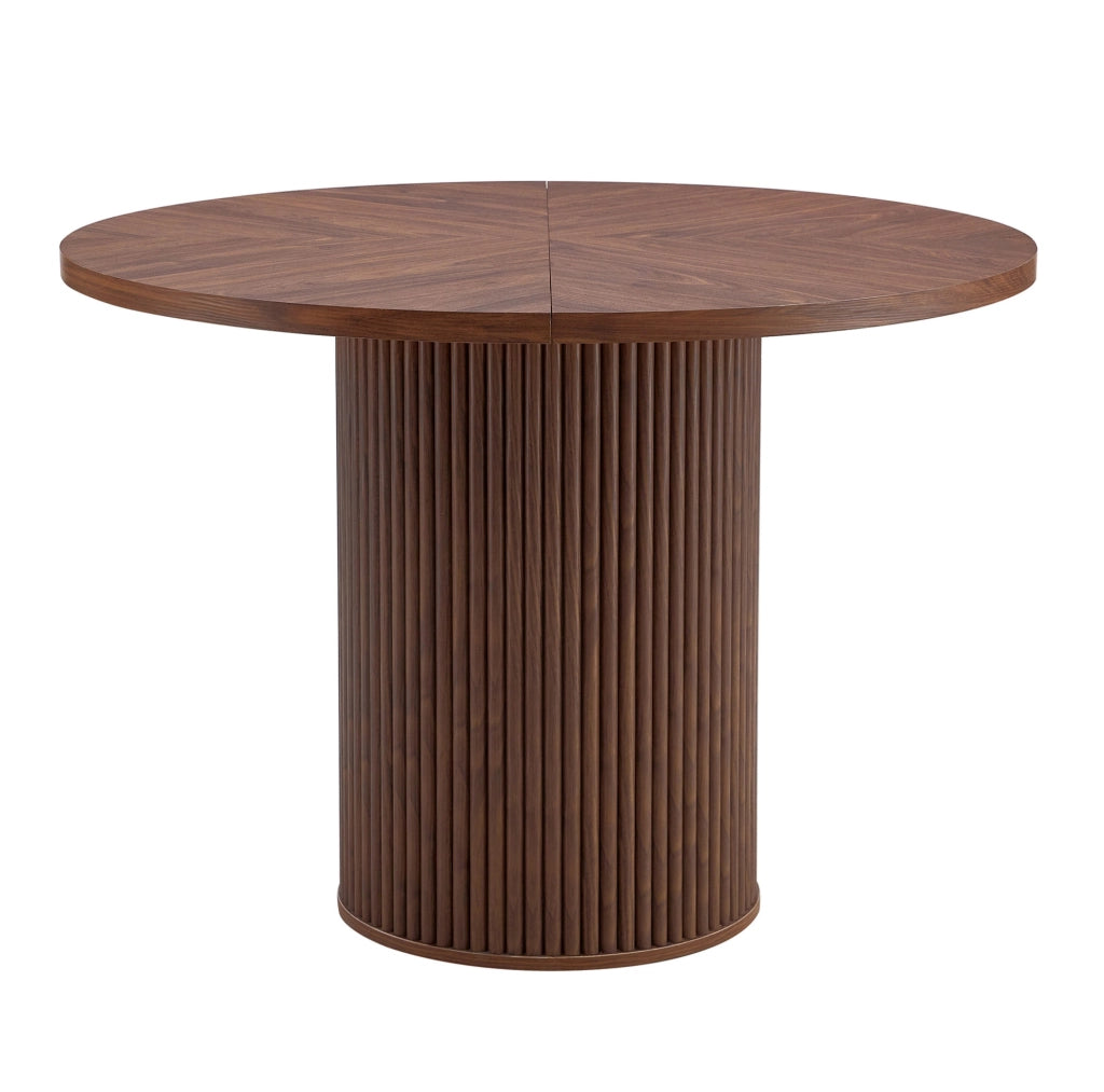 Tavolo da pranzo rotondo 100 cm in MDF effetto noce; altezza 76 cm