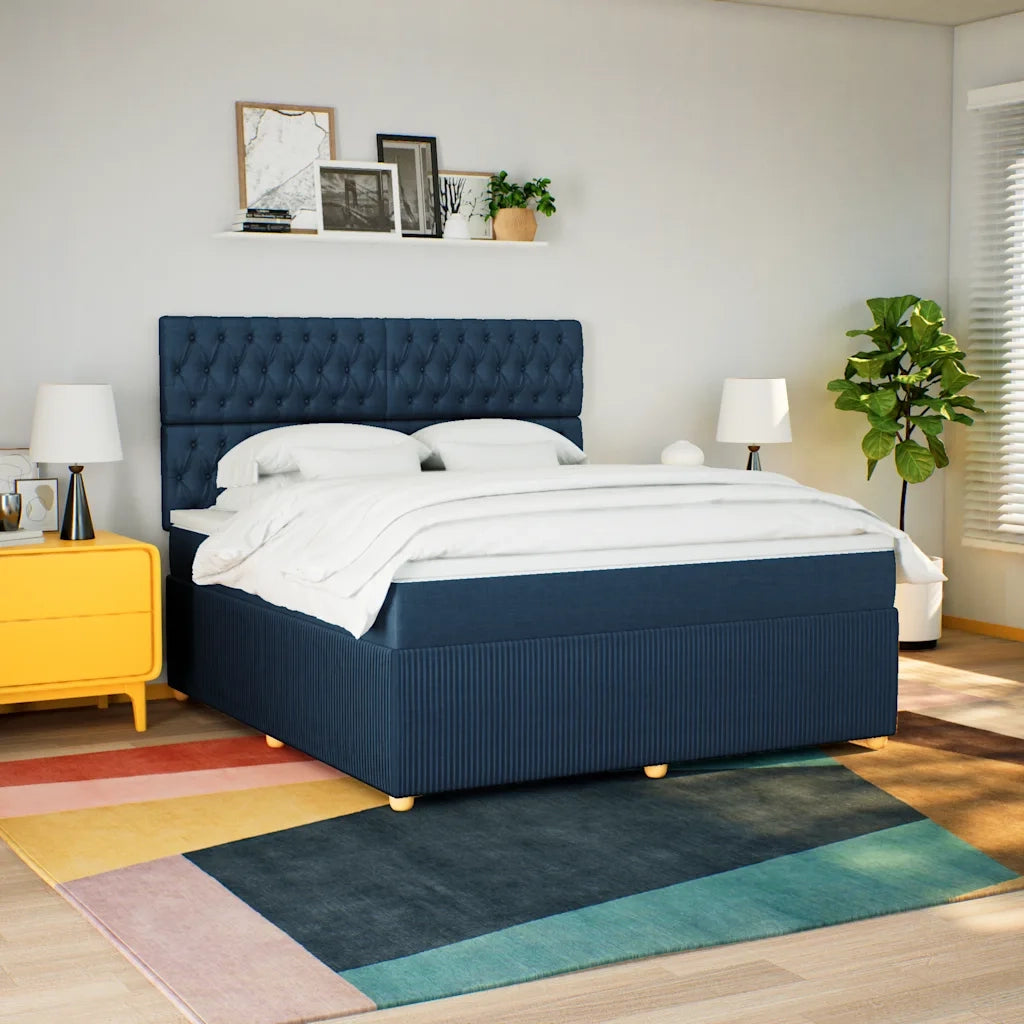 vidaXL Giroletto a Molle con Materasso Blu 180x200 cm in Tessuto