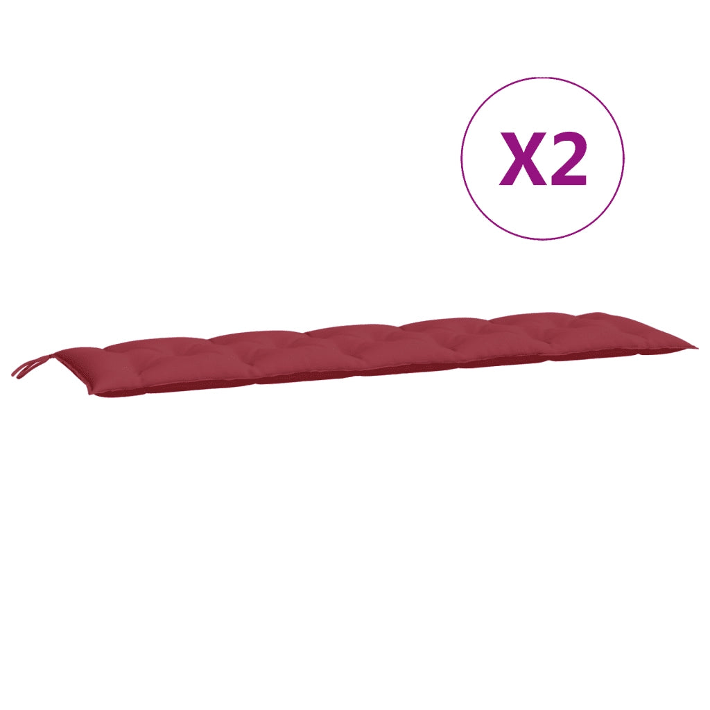 Cuscini per Panca 2 pz-Set di 2 Cuscini per panchina Rosso Vino 180x50x7 cm in Tessuto Oxford