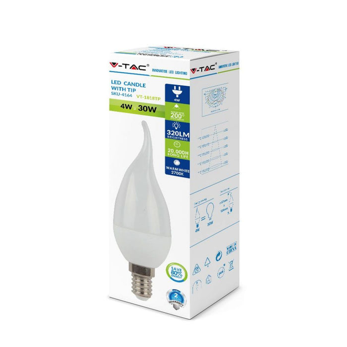 Bulbo LED - 4W E14 Candela Flame 6400K