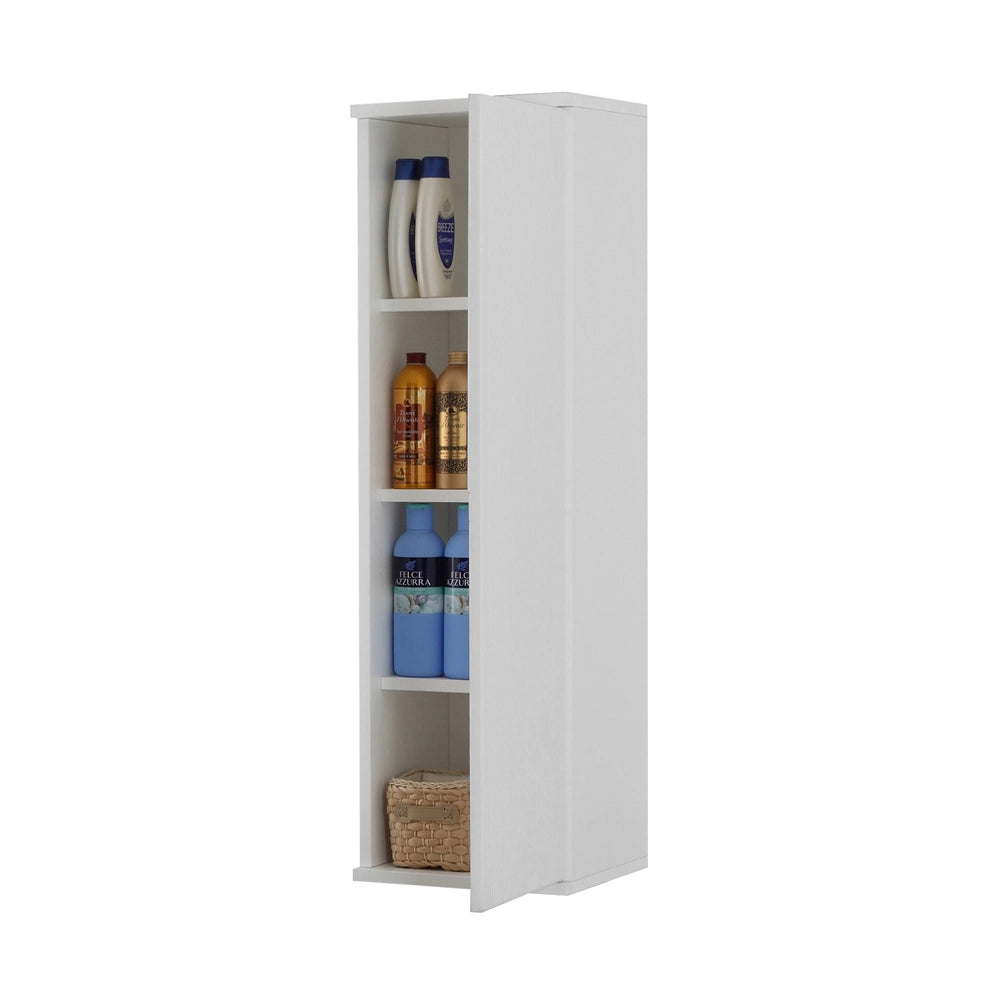Colonna bagno sospesa 33 cm bianco cannettato con ripiani Wise