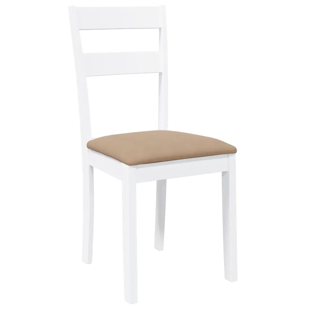 Sedie da Pranzo con Cuscini 2 pz Bianco Legno Massello di Hevea