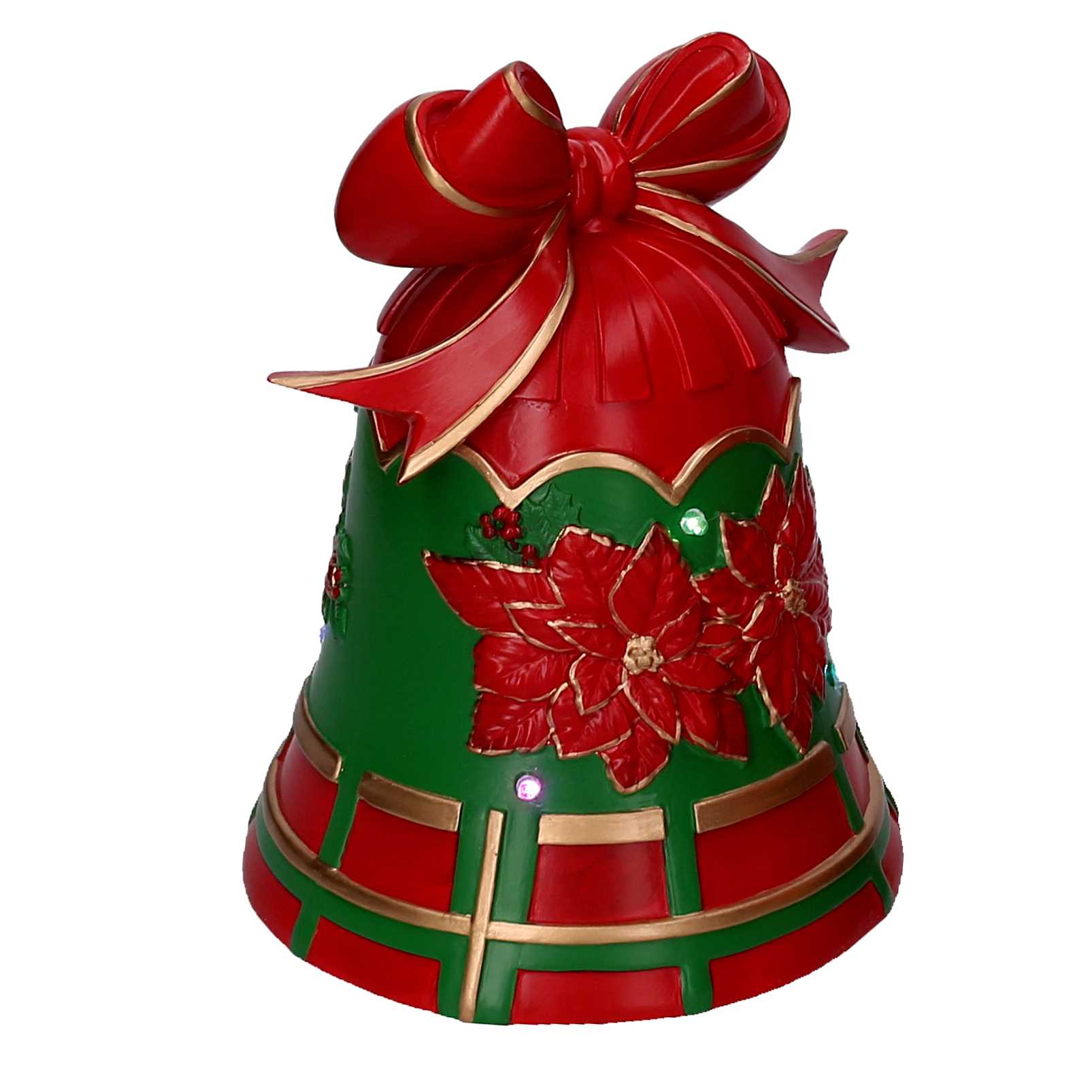 Campana resina fiori verde e rosso con led cm 20x19xh25