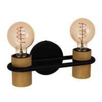 Applique Vintage Chieveley Acciaio Nero 2 Luci E27