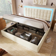 LETTO Contenitore 140x200 cm con LED, PU Bianco