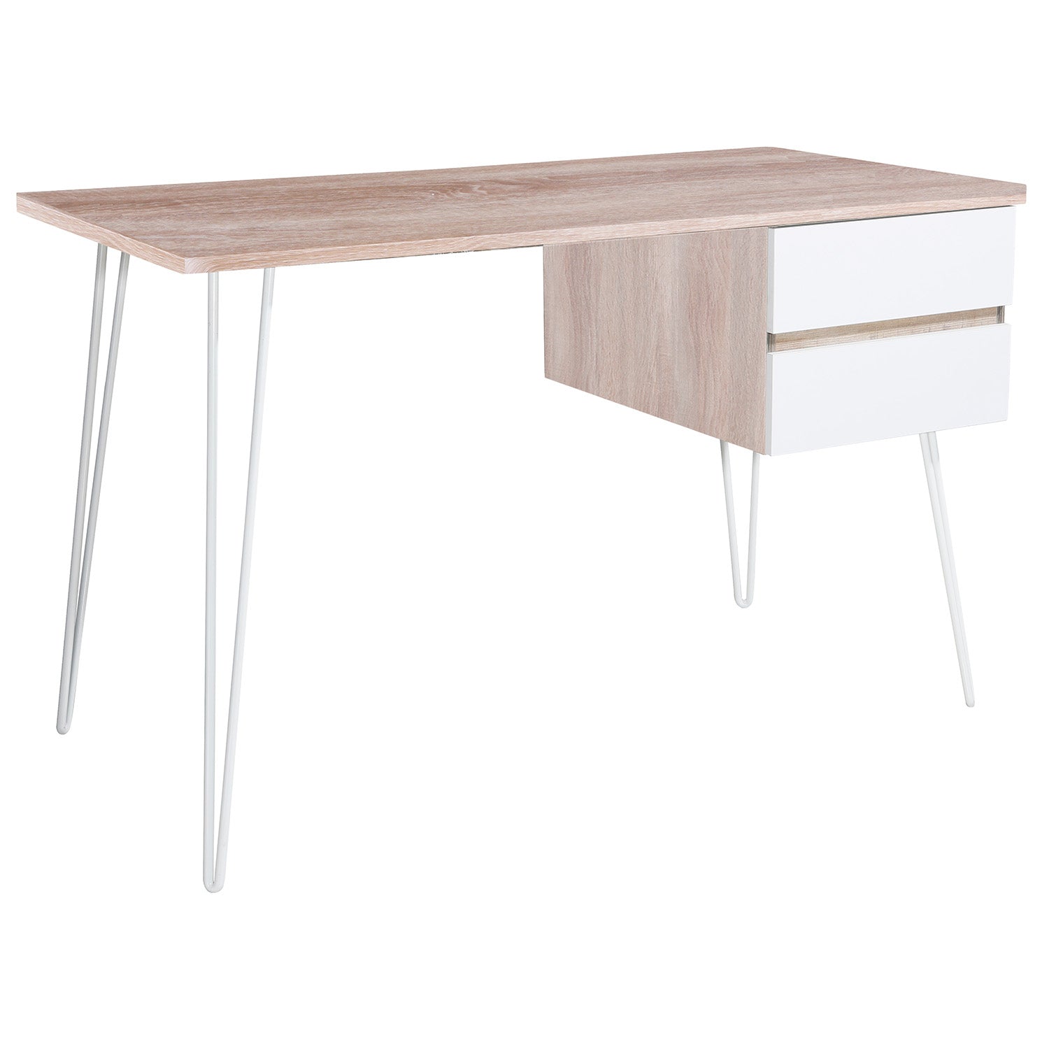 Lucille - scrivania in legno e metallo con 2 cassetti - 120x60x76 cm