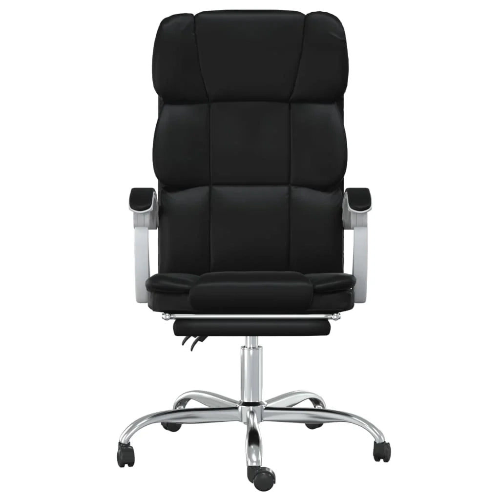 Sedia da ufficio in similpelle nera con seduta girevole e reclinabile adatta per l'uso al computer o per lo studio 02_0024268