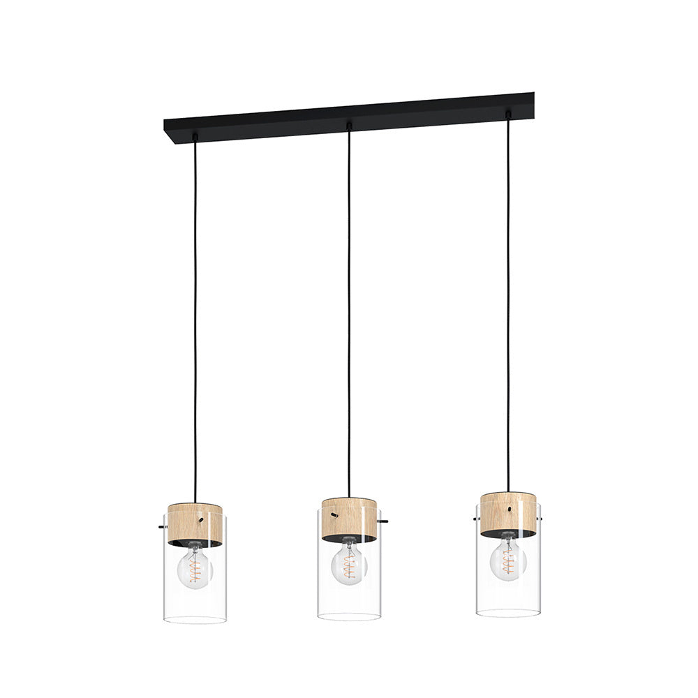 Lampadario Industrial Madreselva 3 Luci Acciaio Nero