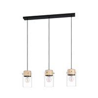 Lampadario Industrial Madreselva 3 Luci Acciaio Nero