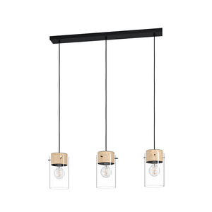 Lampadario Industrial Madreselva 3 Luci Acciaio Nero