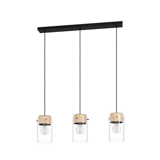 Lampadario Industrial Madreselva 3 Luci Acciaio Nero