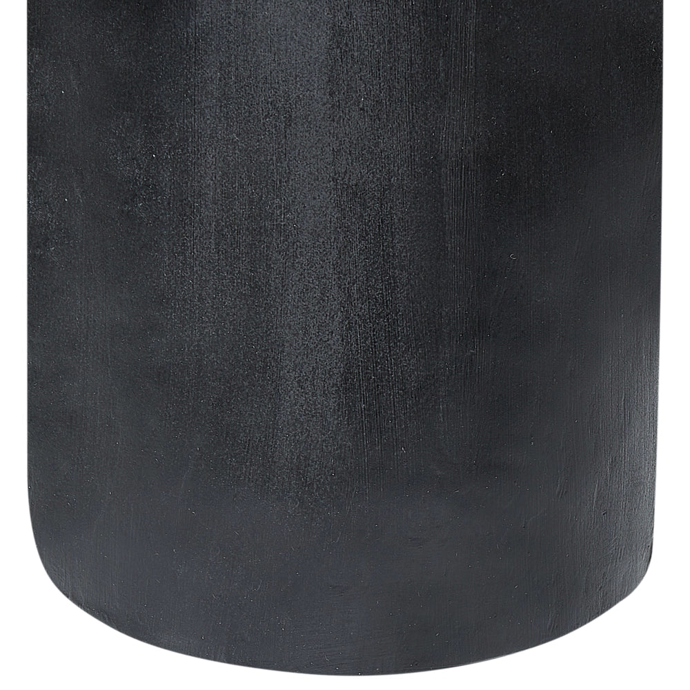 Vaso decorativo alto in terracotta nera da 53 cm Vaso da terra da tavolo con collo dorato