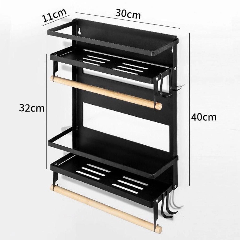 Trade Shop - Mensole Pieghevoli Magnetiche Da Cucina Con Ganci Supporto Portarotoli In Metallo Legno -