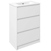 Mobile bagno sospeso con 2 cassetti e lavabo ceramica ¨C Xylo ¨C bianco lucido 61x37x88 cm