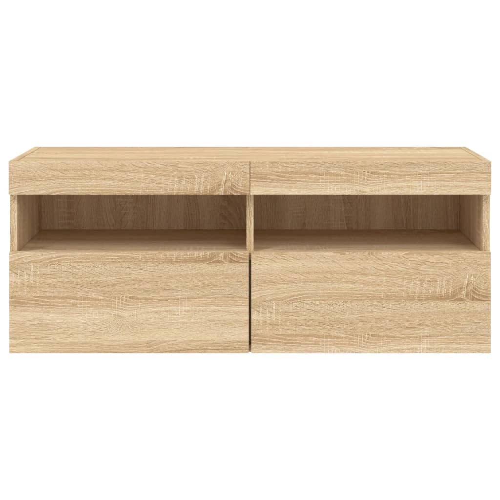 Mobile TV multimediale mensola TV credenza mobile TV sala da pranzo soggiorno parete attrezzata per camera da letto con luci LED rovere Sonoma 100 x 30 x 40 cm marrone 02_0027999