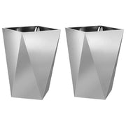 Set di 2 fioriere rettangolari moderne 50 x 50 x 75 cm design elegante per esterni in acciaio zincato argento 02_0053045