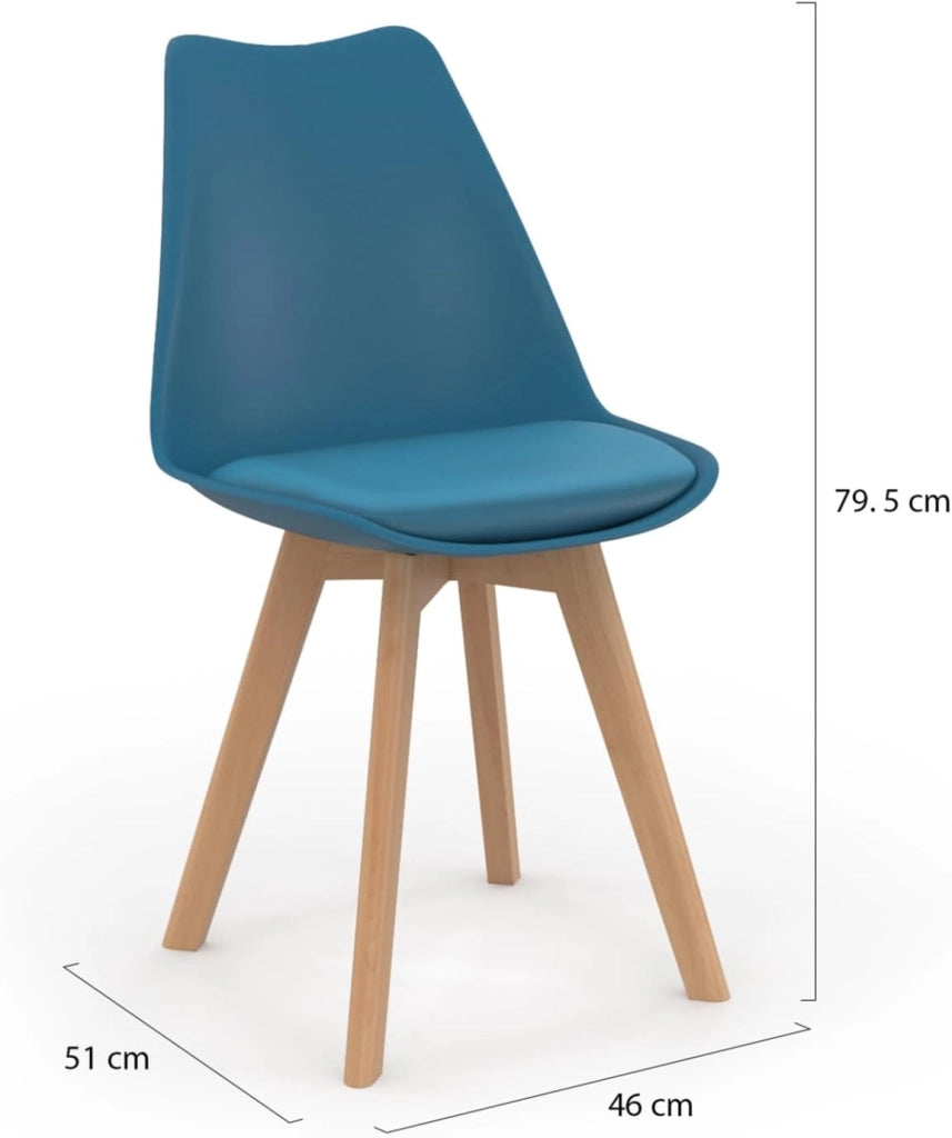 Set di 6 sedie SARA blu anatra per sala da pranzo