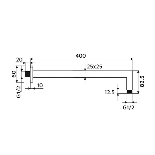 Braccio doccia quadrato 40 cm