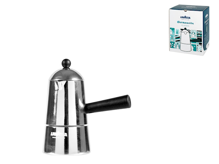 Caffettiera in alluminio carmencita manico nero tazze 1