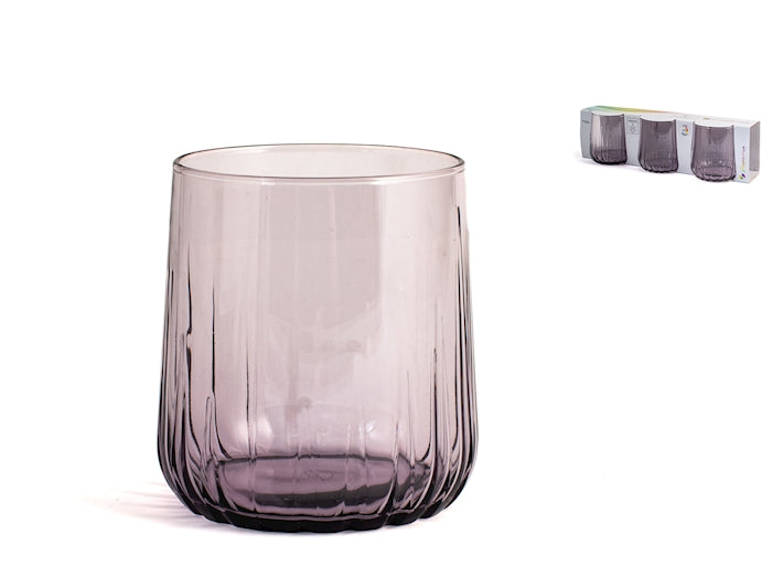 Confezione 3 bicchieri nova in vetro colorato cl 31,5 colore vinacia.