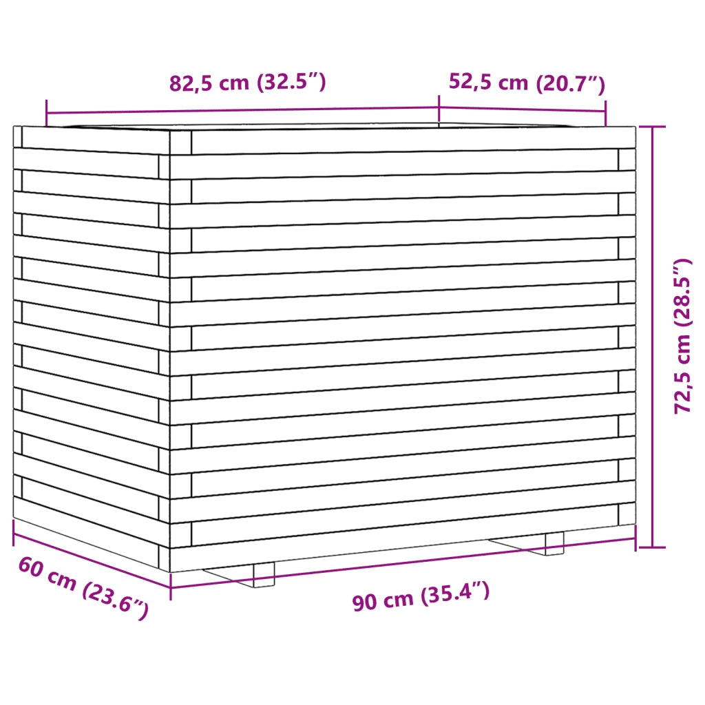 Fioriera da Giardino Bianca 90x60x72,5cm Legno Massello di Pino