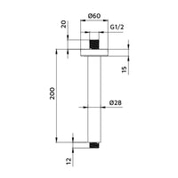 Braccio doccia a soffitto tondo 20 cm con fissaggio rinforzato