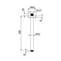 Braccio doccia a soffito tondo 30 cm
